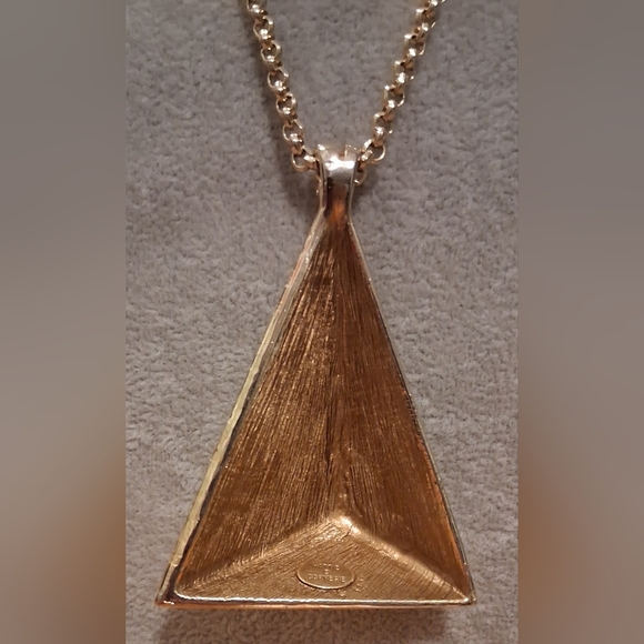 RARE Signed Vintage 70s Hattie Carnegie Gold Tone & Rhinestone Necklace Jewelry - Picture 2 of 5